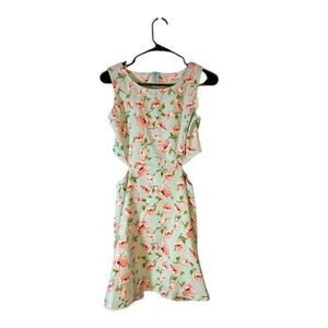 Day & Night Baby Blue Pink Floral Cut Out Sleeveless Dress Women Sz Med